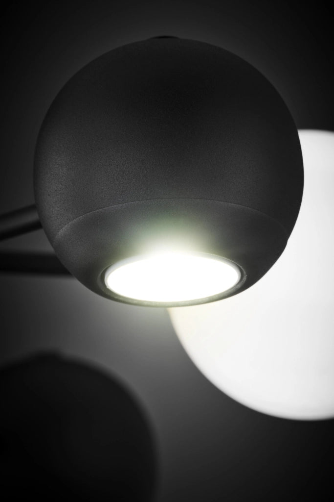 Lampadario MOKA Jupiter nero, 6 luci G9/GU10, sfere