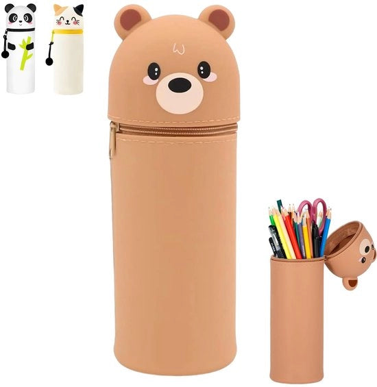 Etui 2 in 1 di silicone, 2025 nuovo etui kawaii, contenitore per animali panda capibara gatto orso, borsa morbida di silicone per ragazze e ragazzi