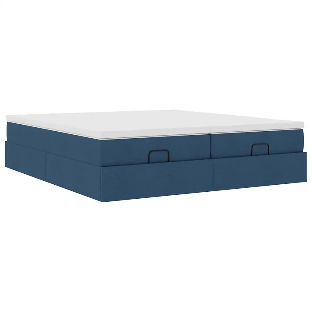 Struttura Letto Pouf con Materassi Blu 180x200cm in Tessuto
