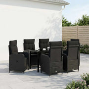 Set da pranzo per esterni 7 pz Nero polyrattan 3422431