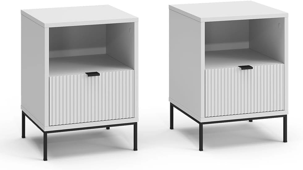 Comodino Eliza, Bianco, Set di 2