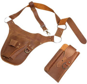 Cintura di lavoro con tenuta di martello e cinghia - 5 tasche - Pelle - Gilet da carpentiere - Cinghia regolabile con chiusura a click - Cintura da lavoro
