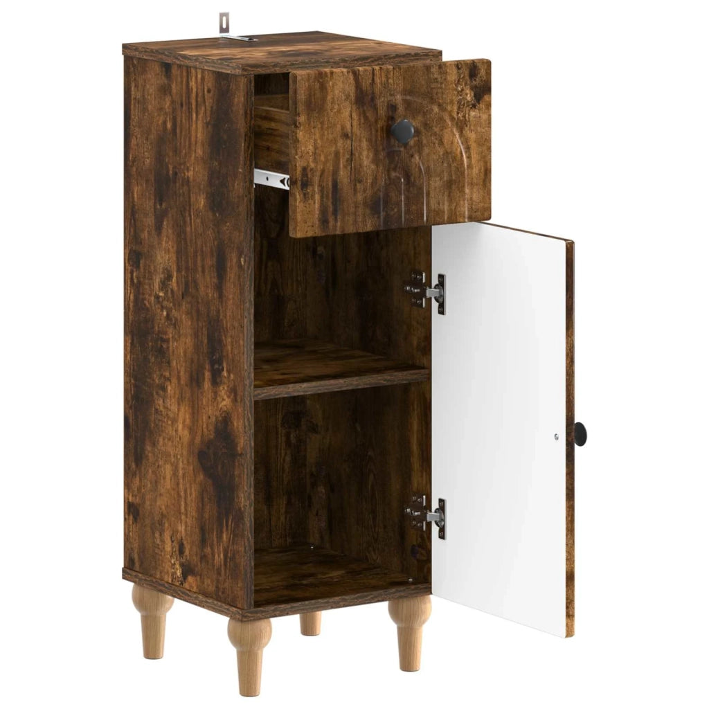 Mobiletto da Bagno ALKMAAR Rovere Fumo 30 x 31 x 80 cm 896170