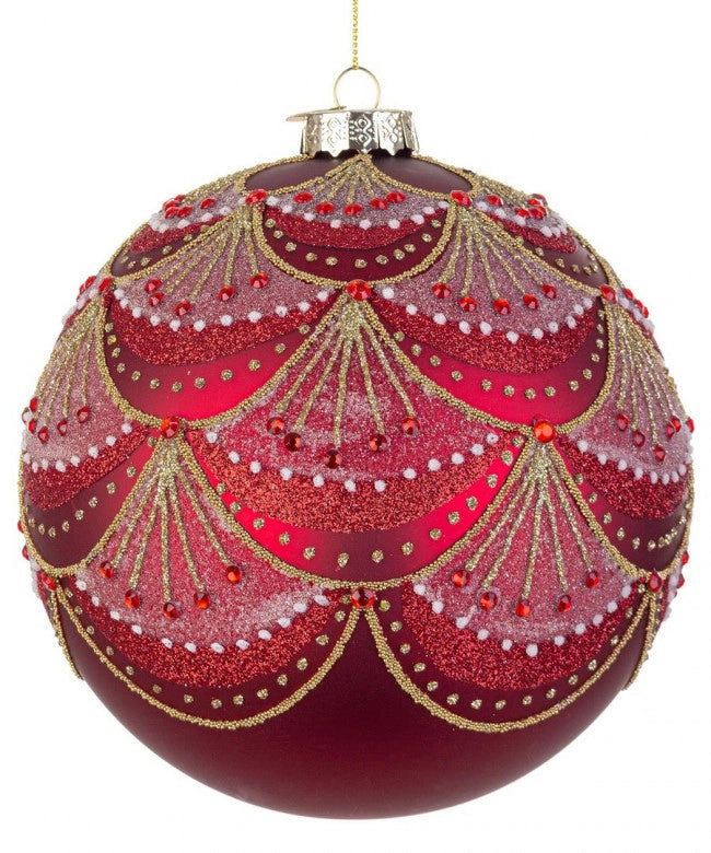 Sfera vetro Glitz rosso D150