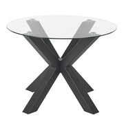 Tavolo da pranzo base in metallo Nero piano in vetro ø 100 cm Rotondo Moderno