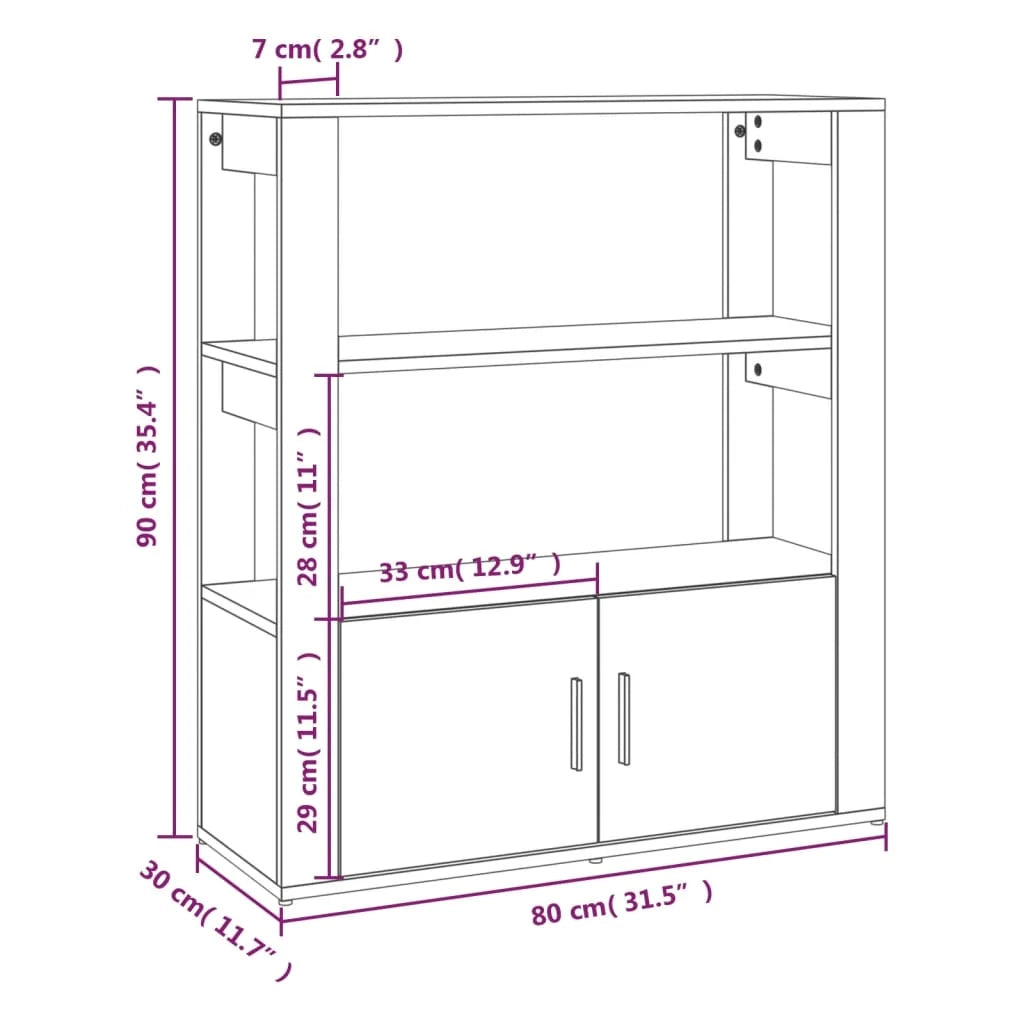 Buffet credenza cassettiera armadio mobile contenitore organizer per cucina soggiorno salotto 80 x 30 x 90 cm legno ingegnerizzato grigio 02_0032099