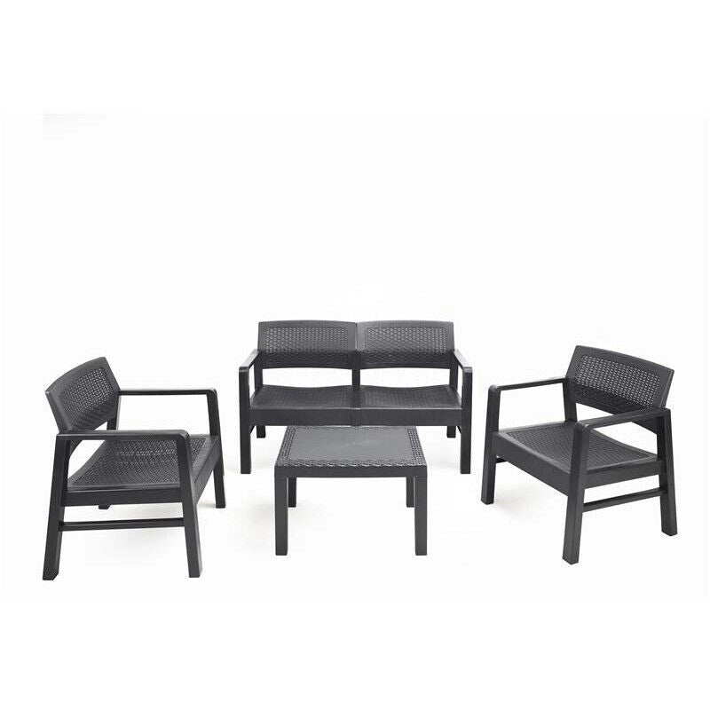 MAURY'S SET MOREEA DA GIARDINO EFFETTO RATTAN IN COLORE ANTRACITE