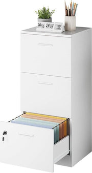 Cassettiere verticale con 3 cassettoni - 101 cm, chiusura, per documenti A4 - Blocco di caricamento bianco