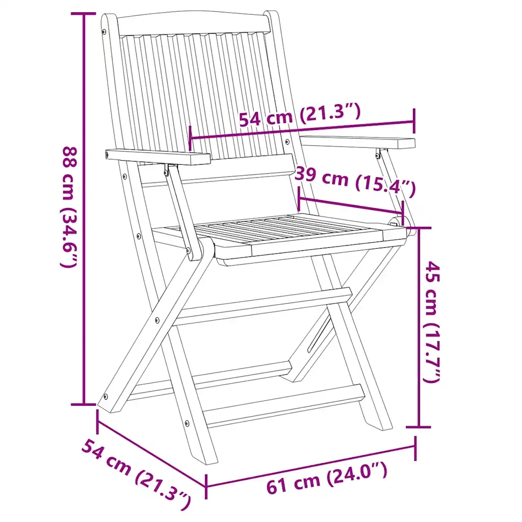 Sedie da Giardino Pieghevoli 8 pz in Legno Massello di Acacia cod mxl 10321