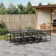 vidaXL Set da Pranzo da Giardino 11 pz con Cuscini in Polyrattan Nero