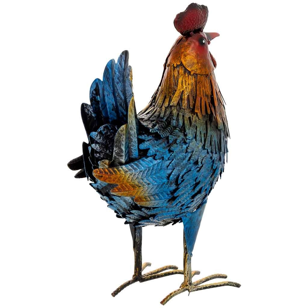 Figura decoración gallo de metal multicolor 22x14x36h cm