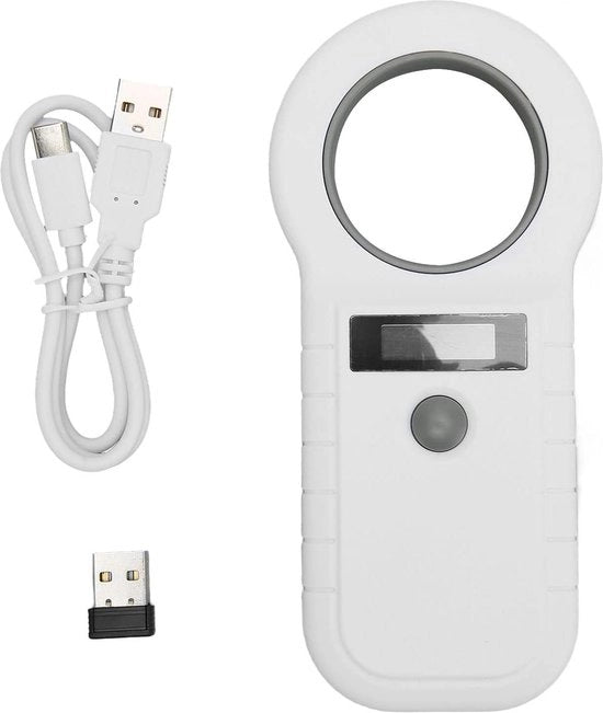 Scansionatore di microchip - 134,2 kHz 125 kHz - ingresso USB inalambrico - Bluetooth 2,4G - Manuale lettore di chip - per cani gatti maiali - bianco