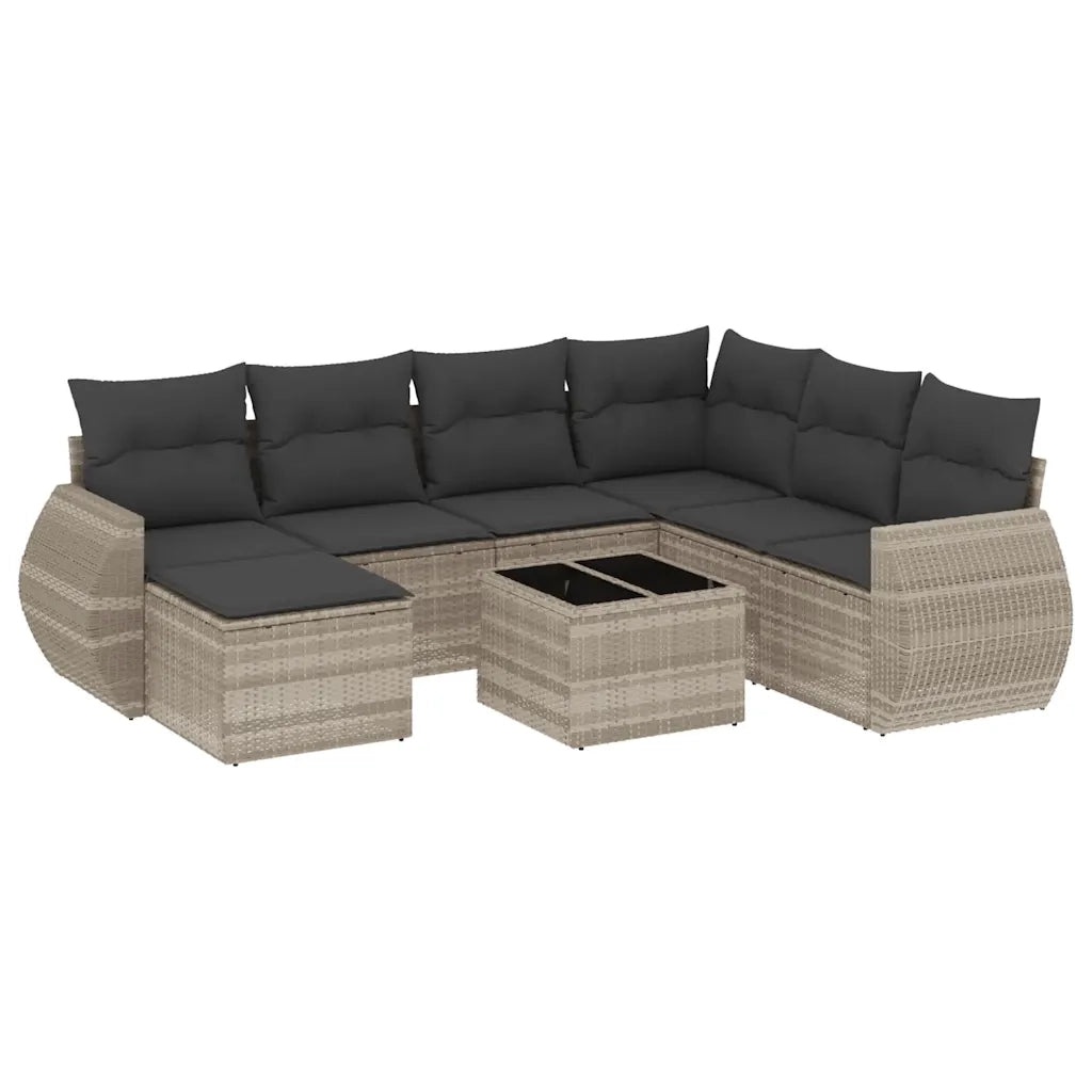 Set Divano da Giardino 8pz con Cuscini Grigio Chiaro Polyrattan 3221711