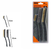 Trade Shop - Set 3 Pz Spazzola Metalliche Per Ferro Metallo 2 Lunghe 22cm 1 Corta 12cm 07056 -