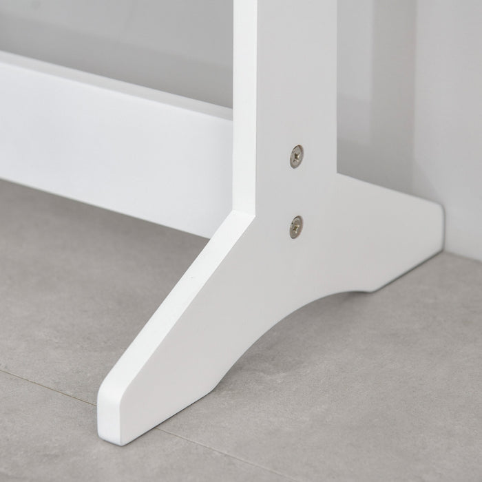 Specchio da Terra Armadio Portagioie Regolabile e Luci LED Bianco 36x30x136 cm