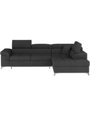 Divano letto ad angolo PALAZZO 4 posti grigio scuro - angolo destro con 1 cuscino