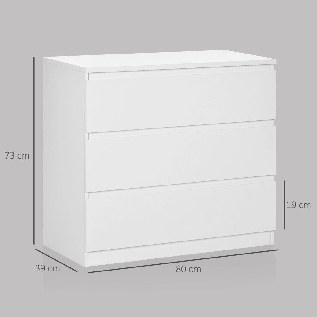 Cassettiera 3 Cassetti ¨C Zephmum ¨C Bianco Legno 80x39x73 cm