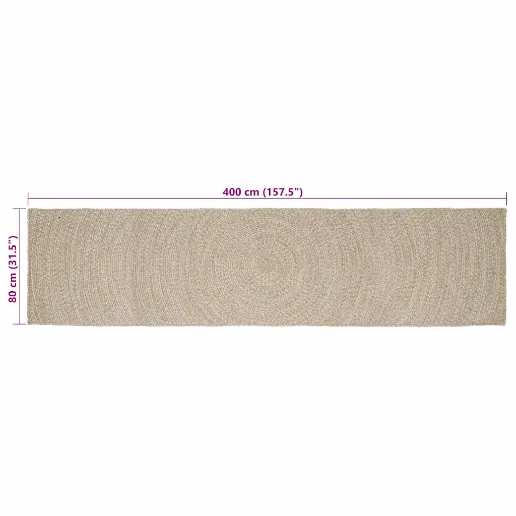 Tappeti per area Naturale e Bianco 80 x 400 cm Juta