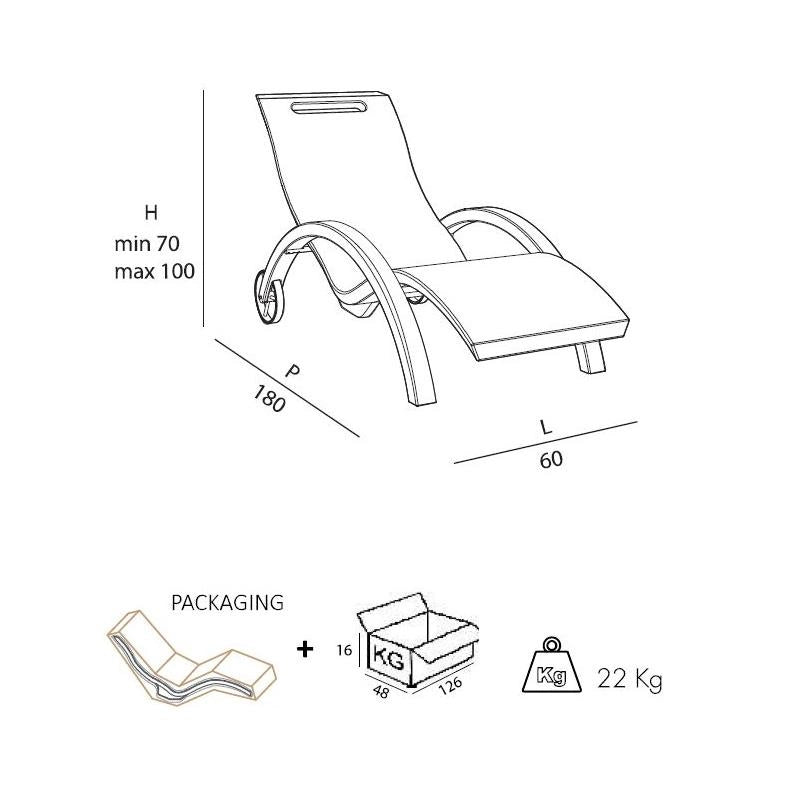 Sdraio Chaise Longe Lettino  Da Esterno Prendisole In Polietilene Colore Blu Cv-S110/5002