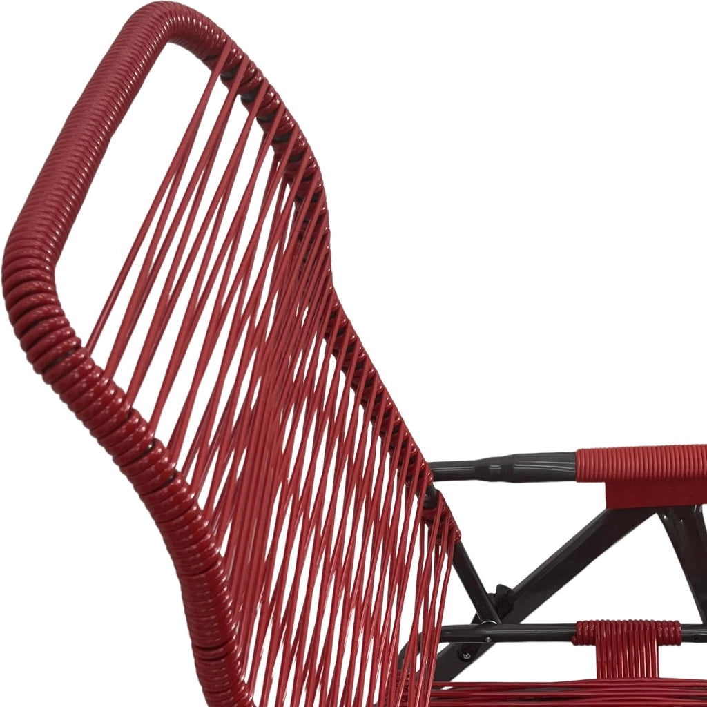 Marvin Sdraio Cordonata con Poggiapiedi Sedia a Sdraio da Giardino Filo in Pvc Pieghevole Metallo Poltrona Relax d Rosso
