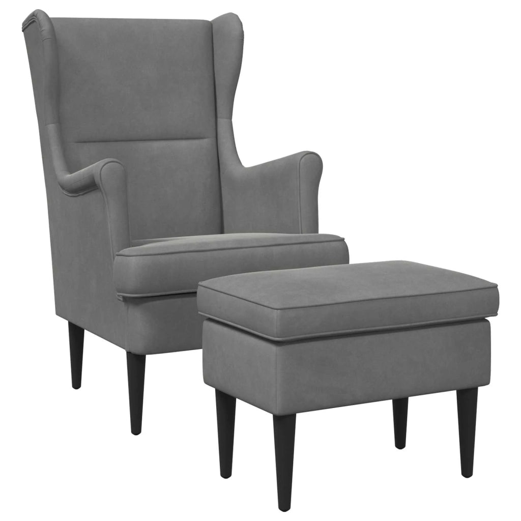 Poltrona con Ottomano 2 pz Grigio Scuro Velluto 3418817