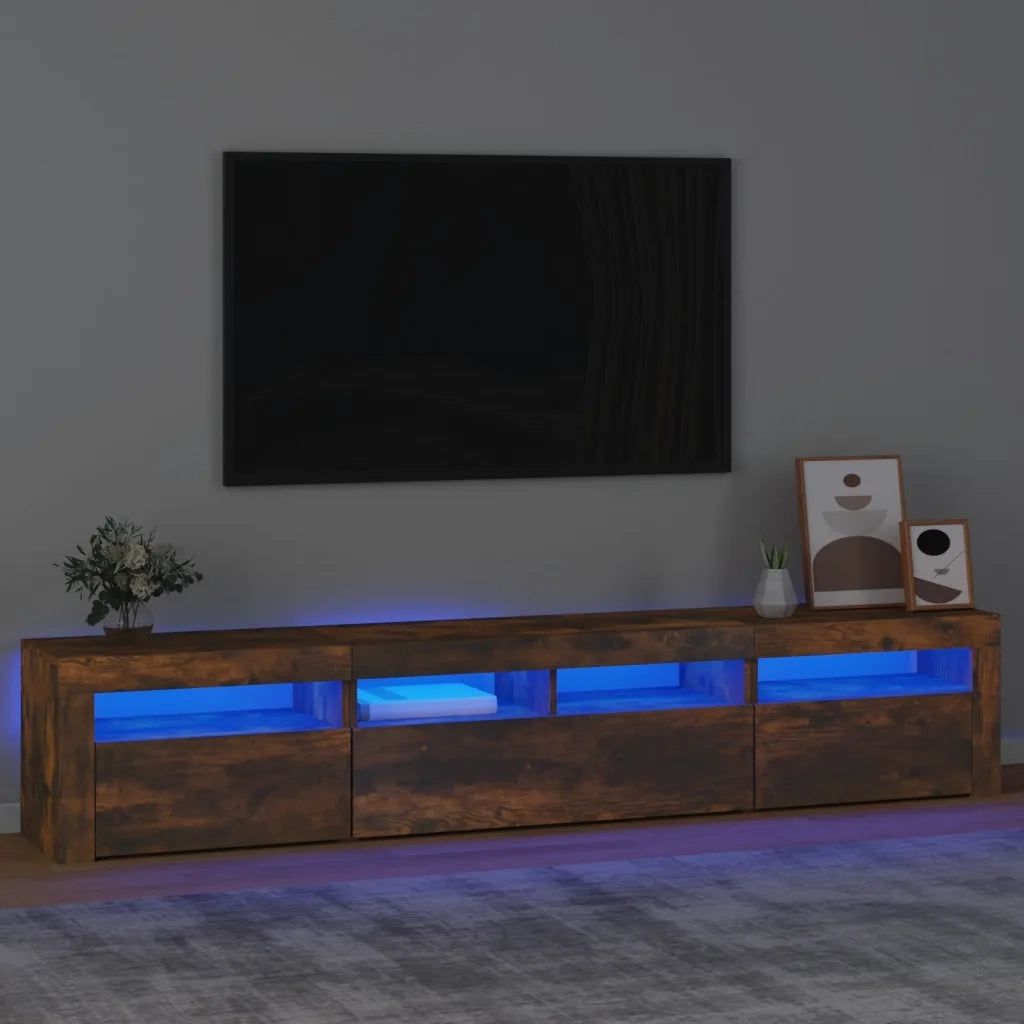 Mobile Porta TV con Luci LED-Mobile per TV-Credenza TV Rovere Fumo 210x35x40 cm
