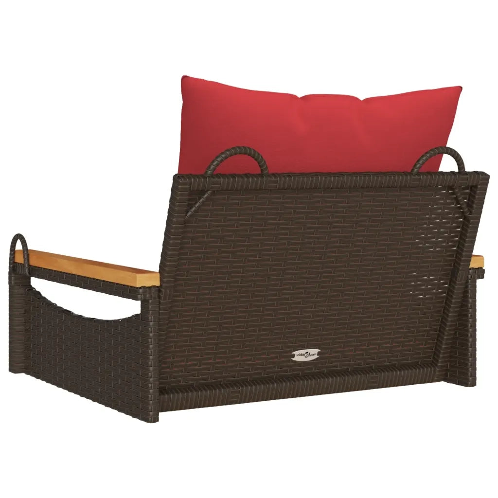 Panchina Dondolo con Cuscini Marrone 63x62x40 cm in Polyrattan