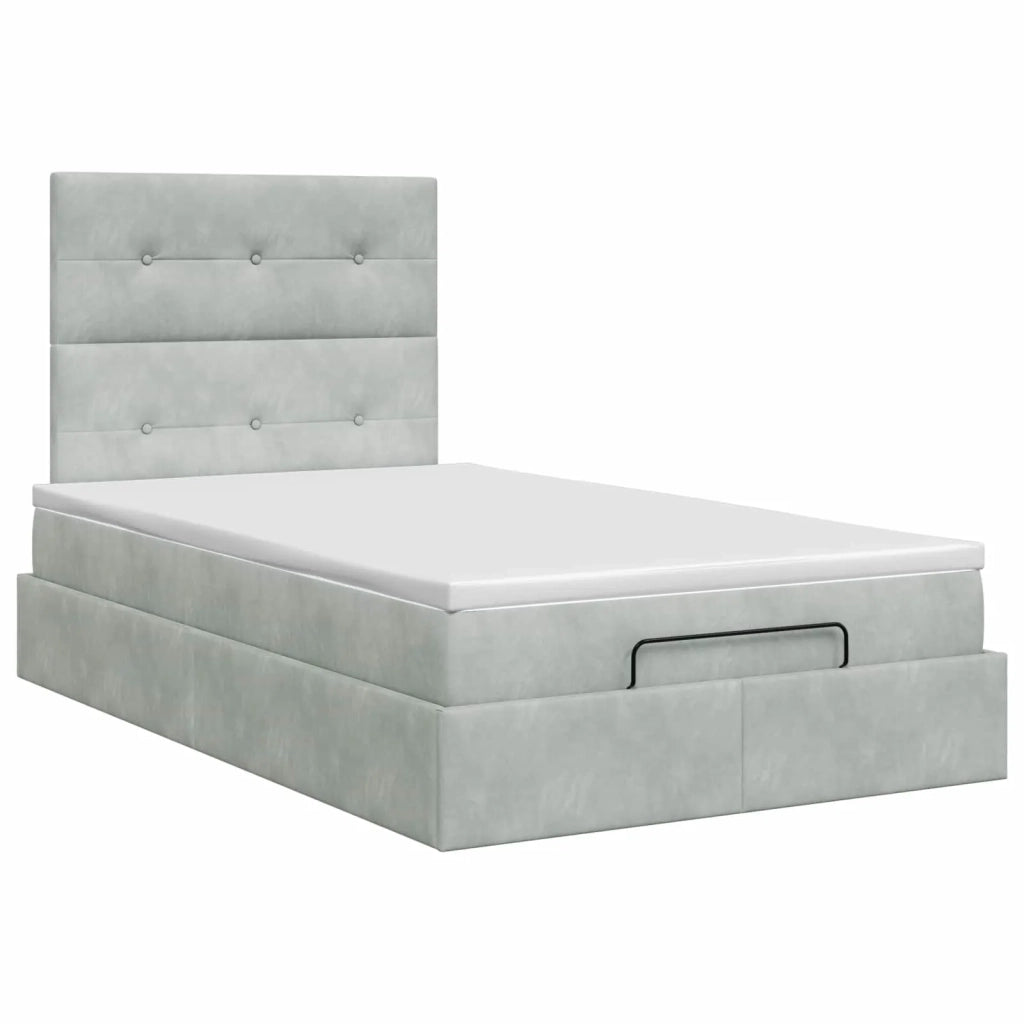 Letto ottomano con materasso Grigio Chiaro 120 x 190 cm Velluto 3457707