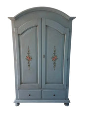 Armadio 2 porte legno shabby cerato azzurro decorato 125x61x200 - Mobili 2G