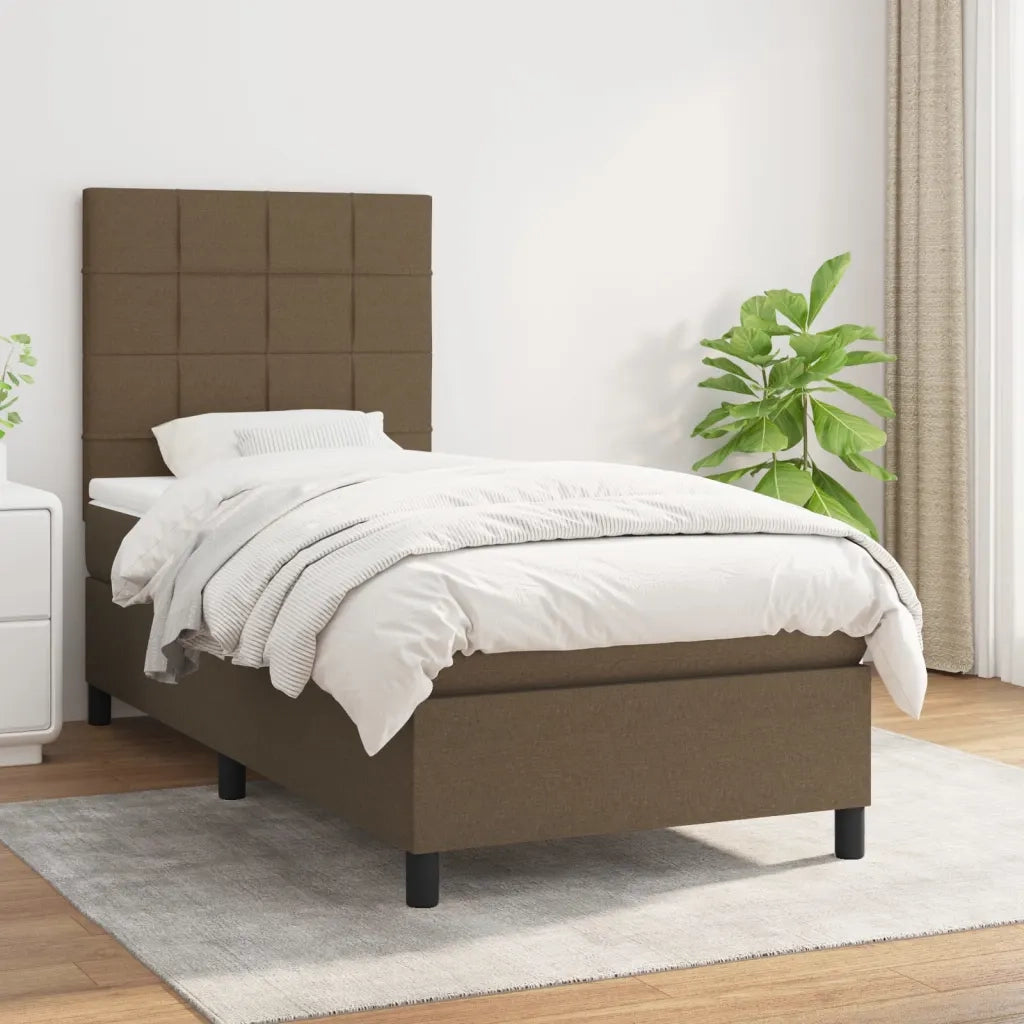 Giroletto a Molle con Materasso Marrone Scuro 80x200 cm Tessuto 3141732