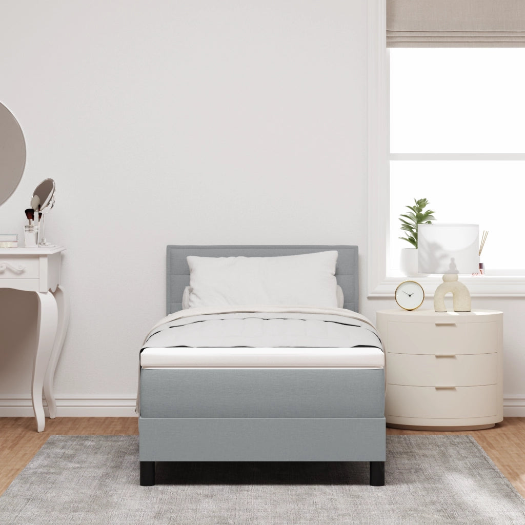 Letto box spring con materasso grigio chiaro 80x200 cm tessuto