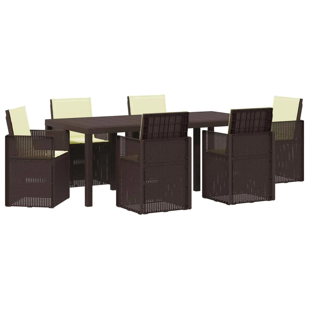 Set da Pranzo per Giardino con cuscino 7 pcs Marrone e Crema PP 3430075