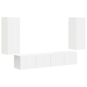 Set di Mobiletto da TV a Parete 4 pz | Armadietto TV | Mobile Porta TV Bianco Legno multistrato