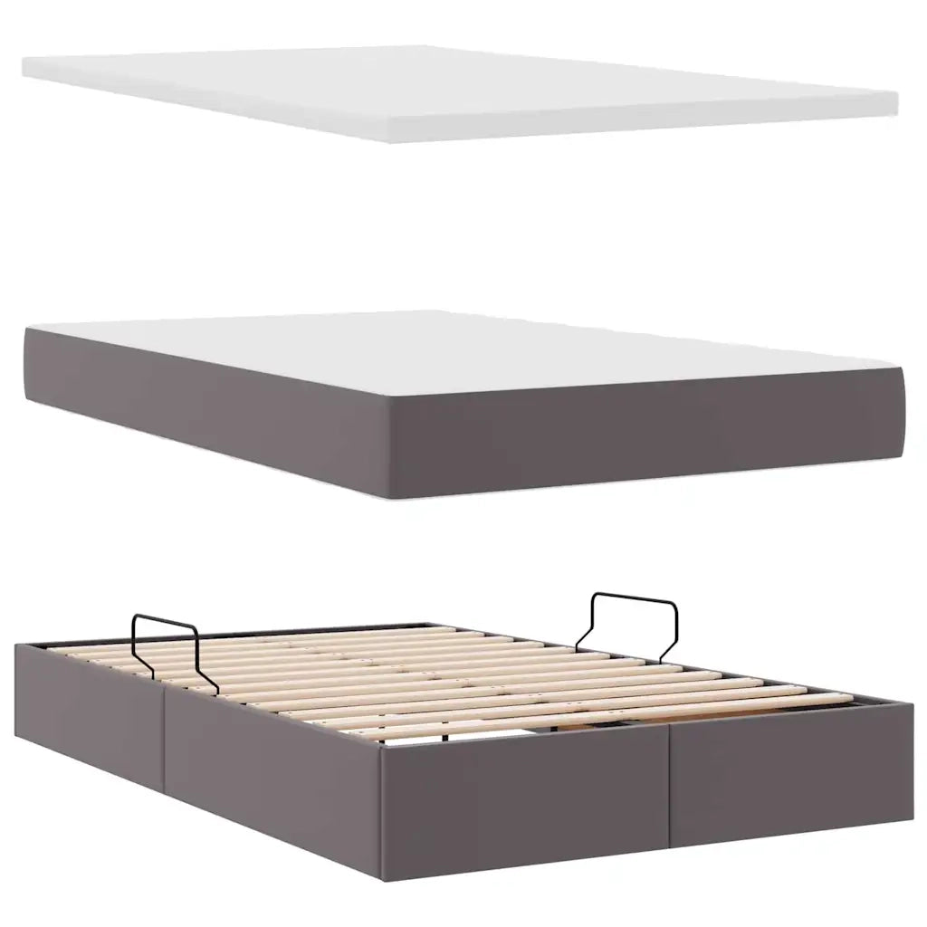 Letto con contenitore e materasso Grigio 120 x 190 cm