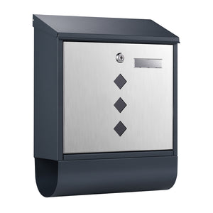 Cassetta postale con vano portagiornale V36 antracite + inox 305 x 105 x 385 mm con vetrino nome