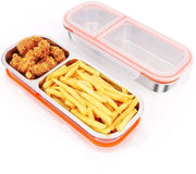Borsa da snack 2 in 1 con 2 compartimenti in acciaio inossidabile, contenitore da snack ermetico con coperchio 700 ml, borsa da snack per la strada, scatola da pranzo in metallo, piccola bento box per snacks, salse, noci, biscotti, verdure, frutta