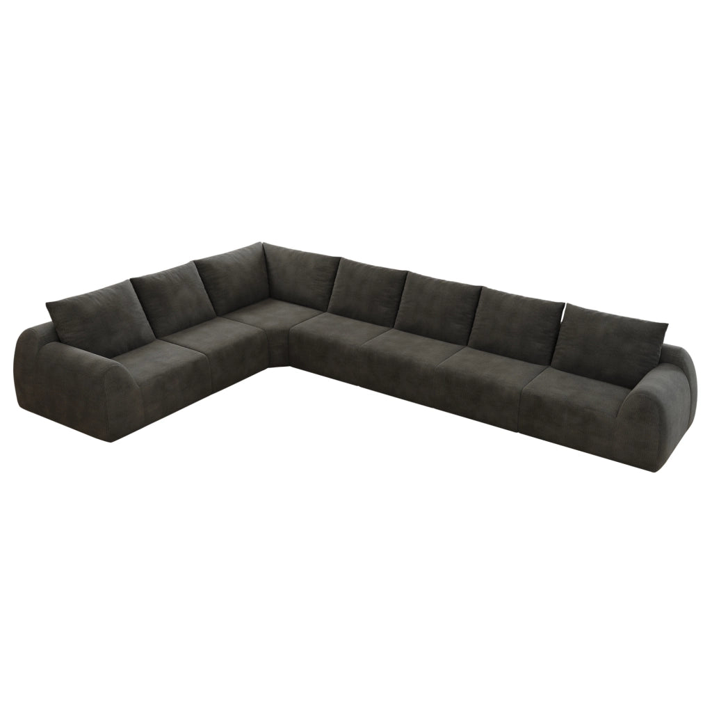 Divano in ciniglia grigio scuro 401 × 267 × 85 cm