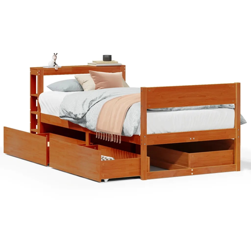 Letto senza Materasso Marrone Cera 75x190 cm in Legno di Pino 3306407