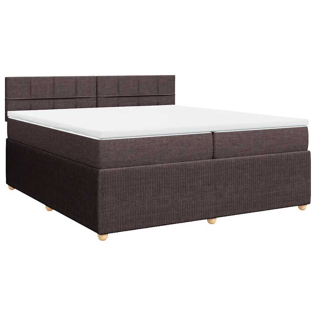 Giroletto a Molle con Materasso Marrone Scuro 200x200cm Tessuto 3289866