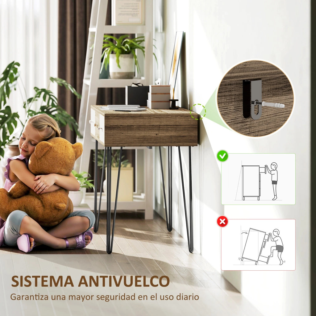 Scrivania in Legno con Cassetti ¨C zephmum ¨C Marrone 105x50x75 cm