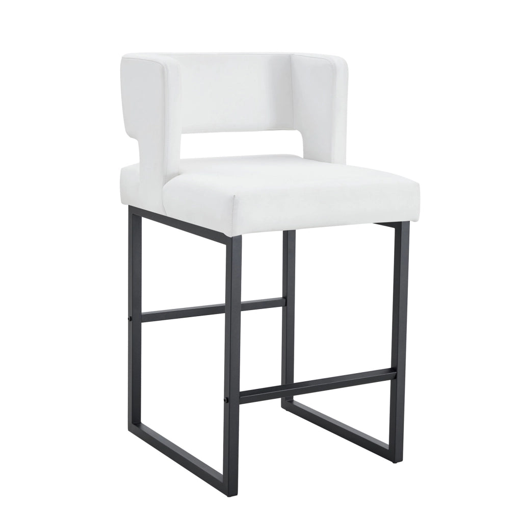 Sgabello da bar nordico in PU bianco e metallo nero