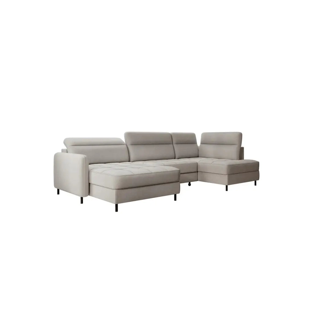 Divano ad angolo trasformabile BERTHO 306 cm grigio chiaro - Angolo sinistro con vano contenitore