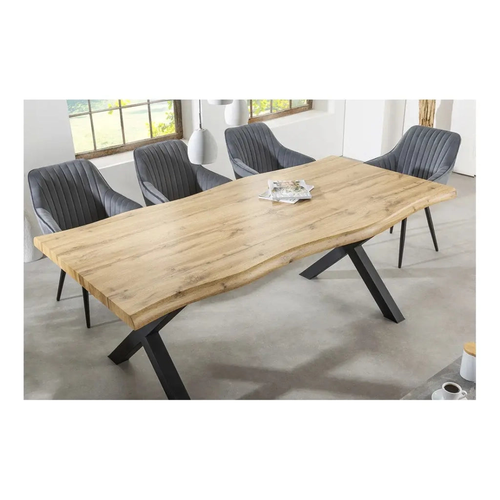 Tavolo da pranzo RIVET – Rettangolare 200 cm – Legno e metallo – Stile industriale