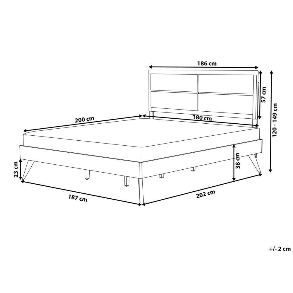 Letto 180 x 200 cm in frassino marrone MDF rete a doghe testata imbottita design moderno