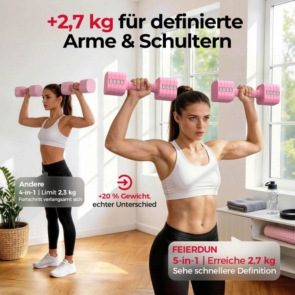 Set di manubri regolabili 5-in-1 (2 pezzi) ¨C zephmum ¨C 5.4 kg, grigio, polipropilene