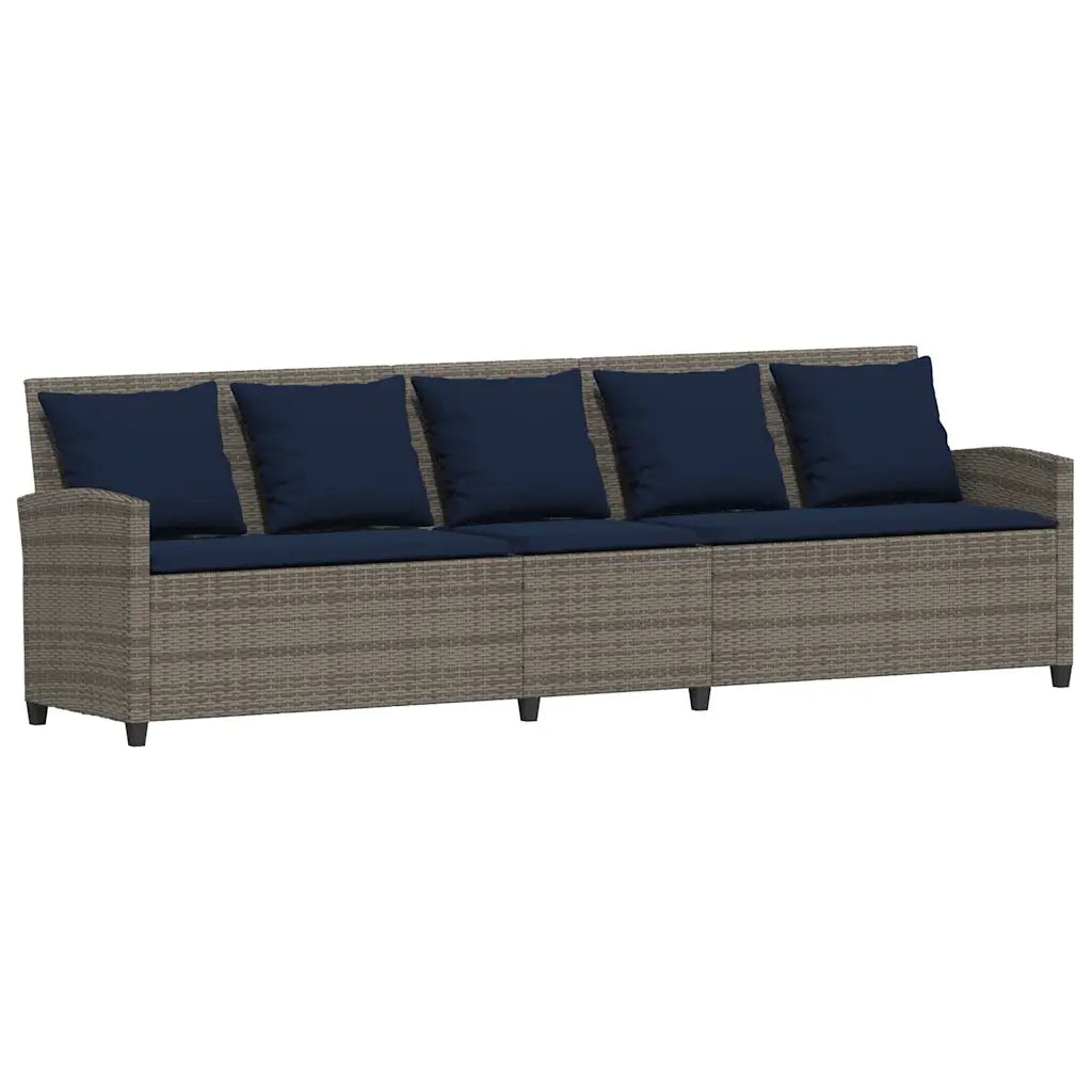 Divano da Giardino con Cuscini 5 Posti Grigio in Polyrattan 4104118