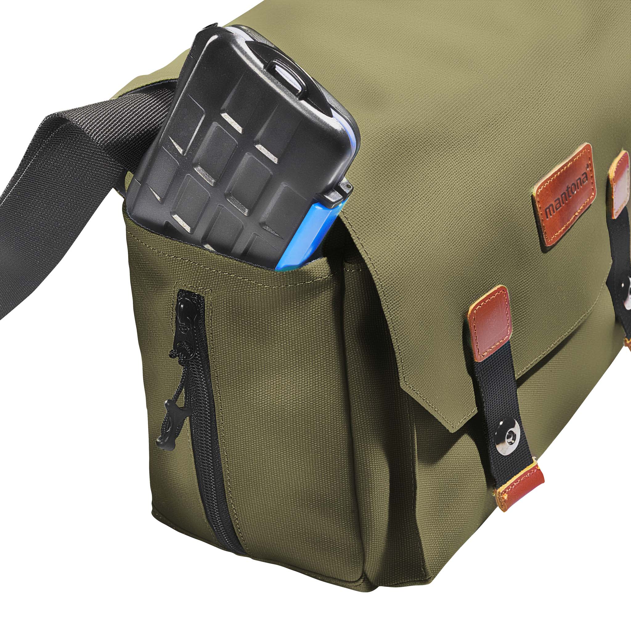 Mantona borsa fotografica Milano grande verde oliva