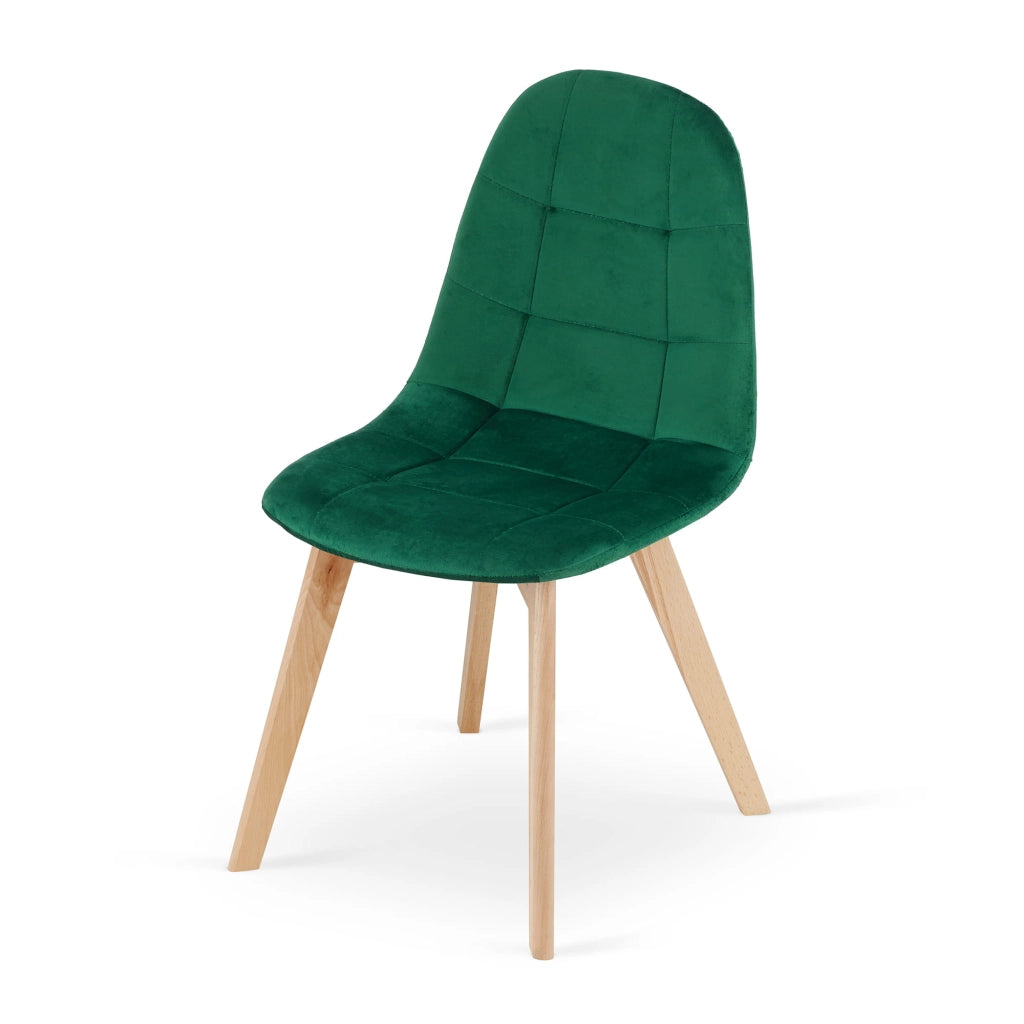 Sedia Valora NUUC in velluto verde scuro, design ergonomico x2