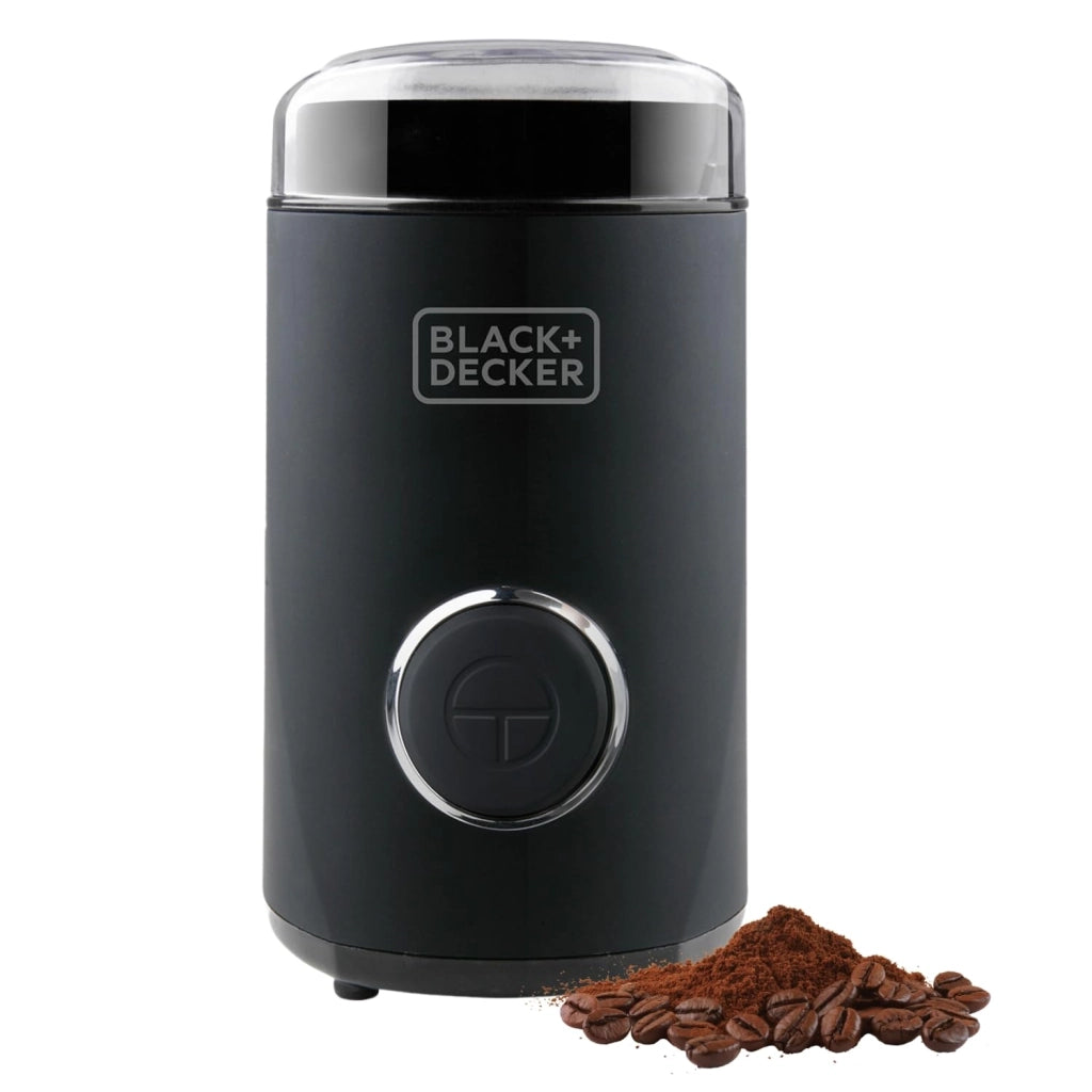 Macinacaffè da 150W elettrico potente Deposito caffè in grani da 50 g. Lame e deposito in acciaio inossidabile. Macinatura Fine. Adatto per tritare caffè e spezie. Avvolgicavo. Nero