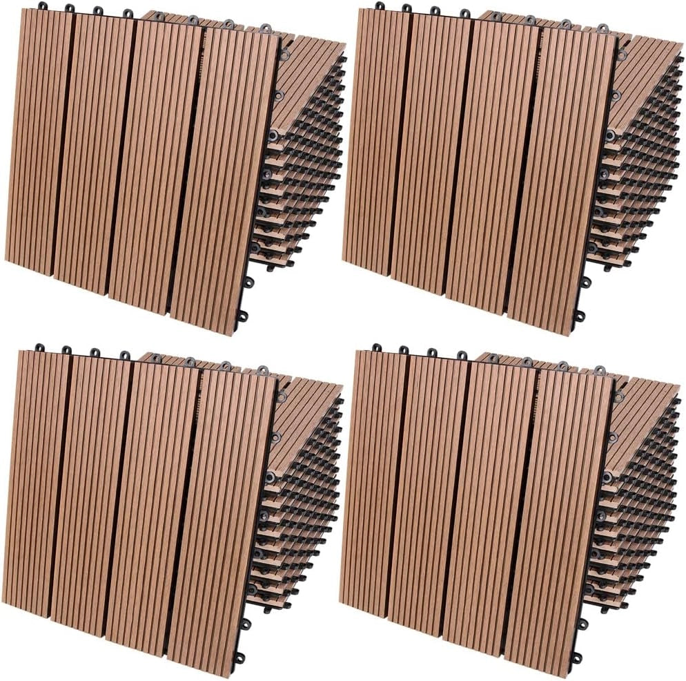 Piastrelle da Giardino in WPC 4m² Mattonelle 30x30cm Sauna Terrazza Esterno Terracotta 44 pz